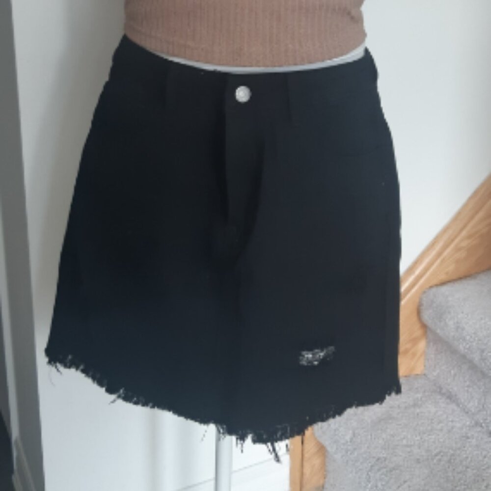 Black denim Mini skirt